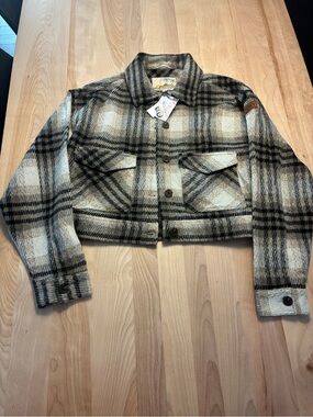 Roxy Plaid Shacket — Black, Cream & Gray